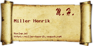 Miller Henrik névjegykártya